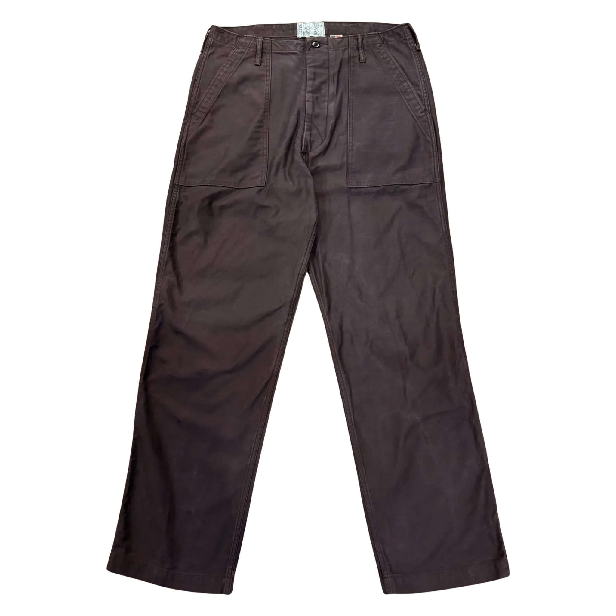 107 60's era GI chinos in 12 oz faded slate Baker Back Cotton Satin.