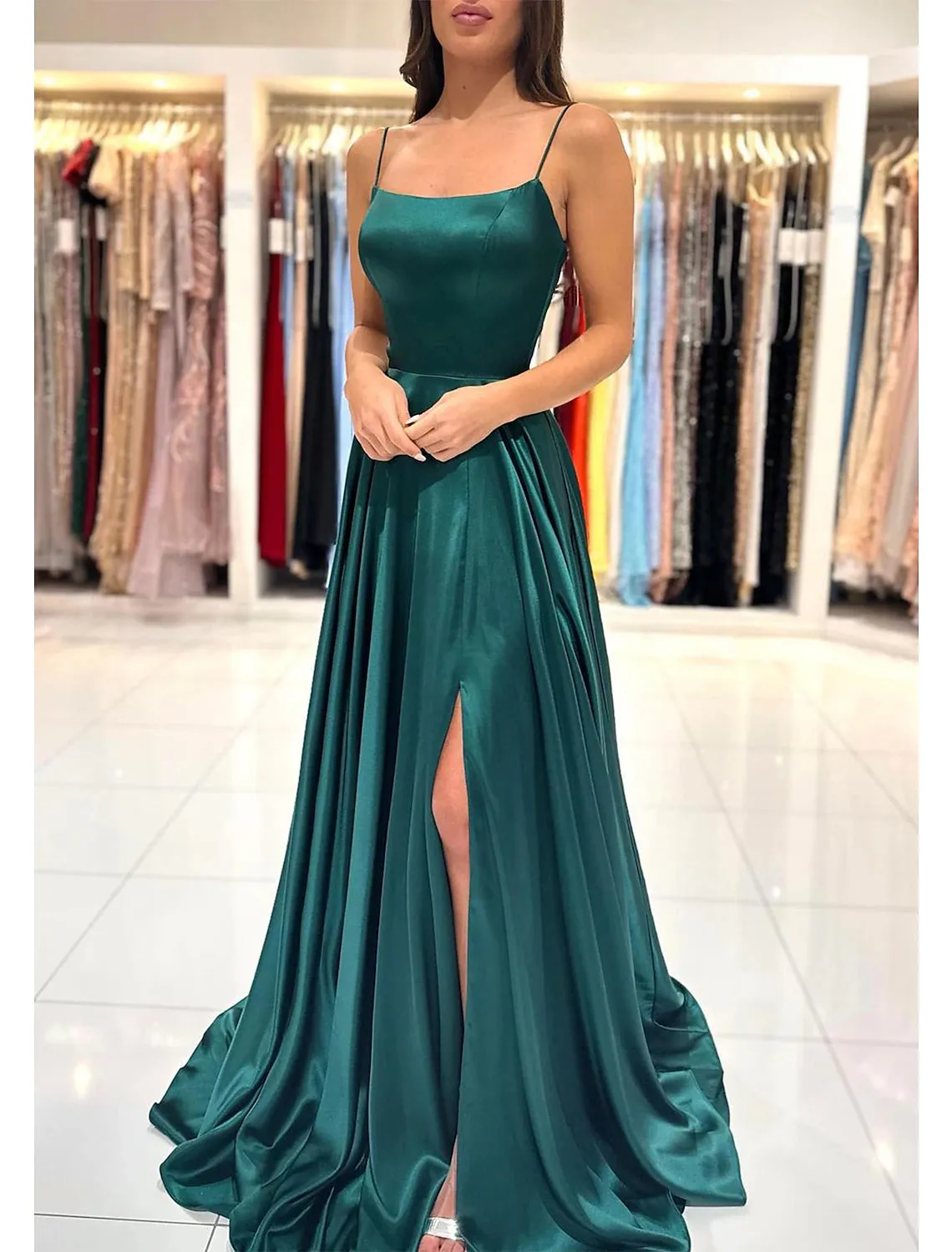 A-Line Prom Dress Red Green Dresses Empire Dress Red Green Dress Formal Prom Floor Length Sleeveless Sweetheart Imitation Silk Backless with Pleats