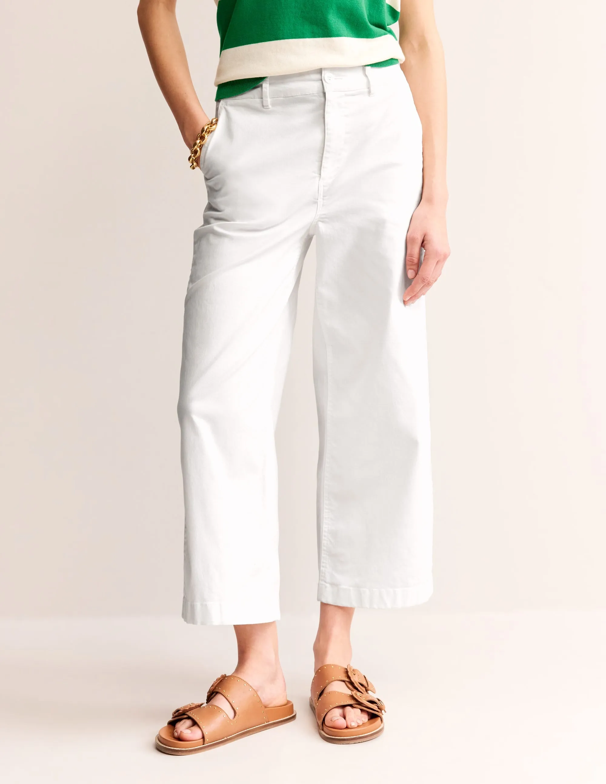 BARNSBURY WIDE LEG CHINO-White