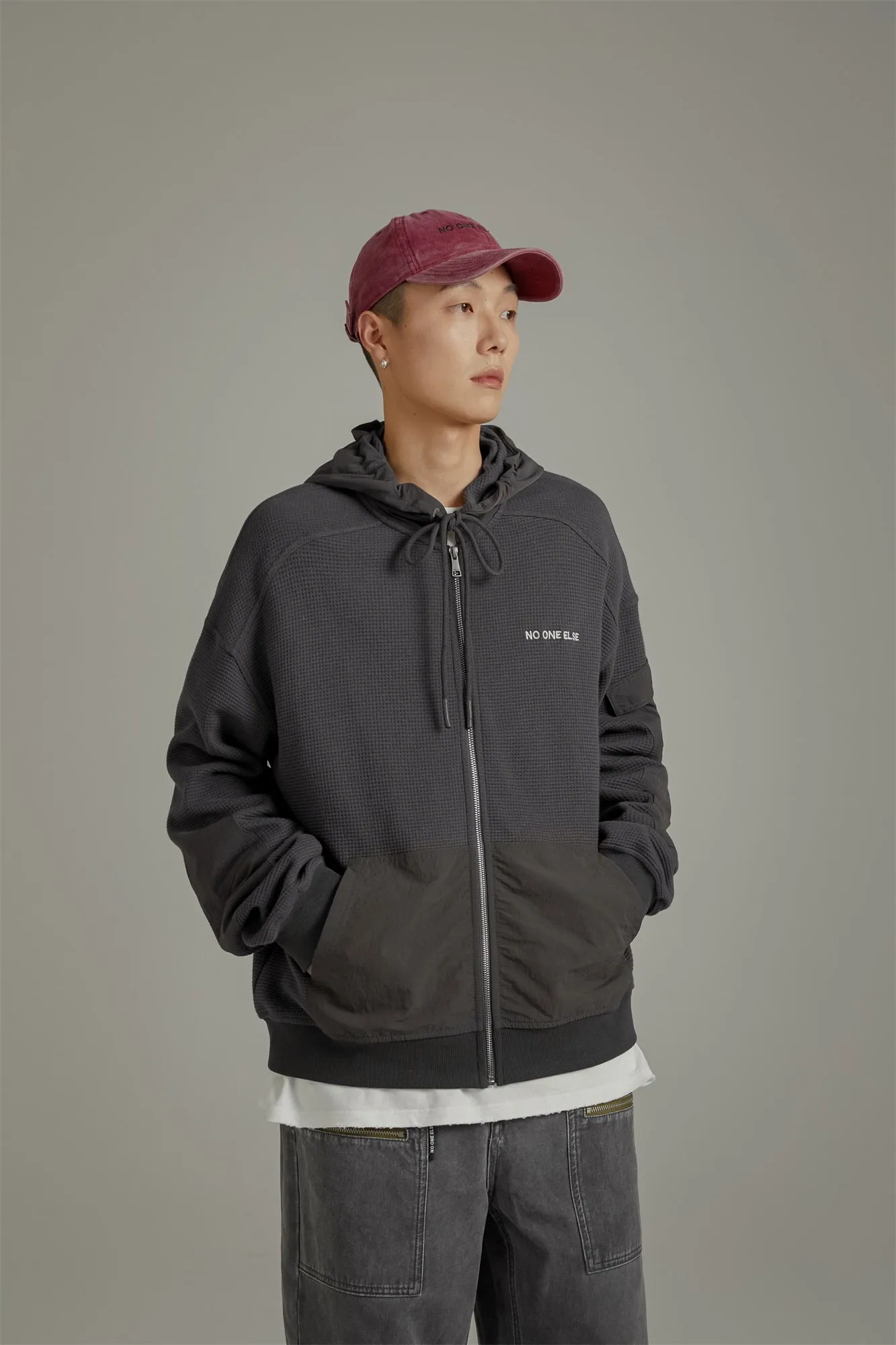 Basicdrawstring Zip-Up Hoodie