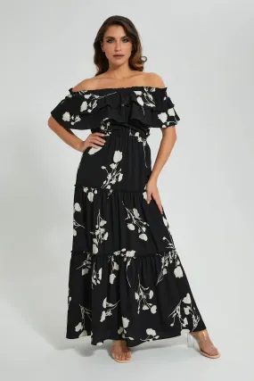 Black Tiered Off Shoulder Dress