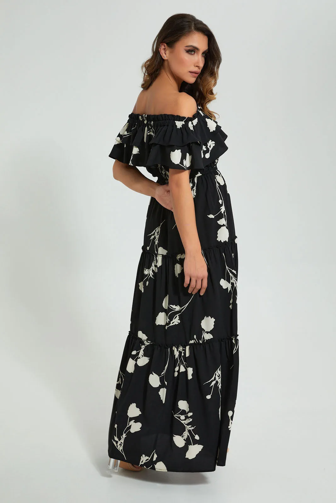 Black Tiered Off Shoulder Dress