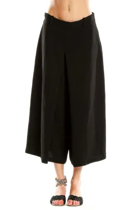 Black Wide-Leg Cropped Trousers