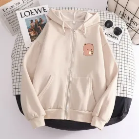 Boba Lovin Boberu the Bear Soft Zip-Up Hoodie