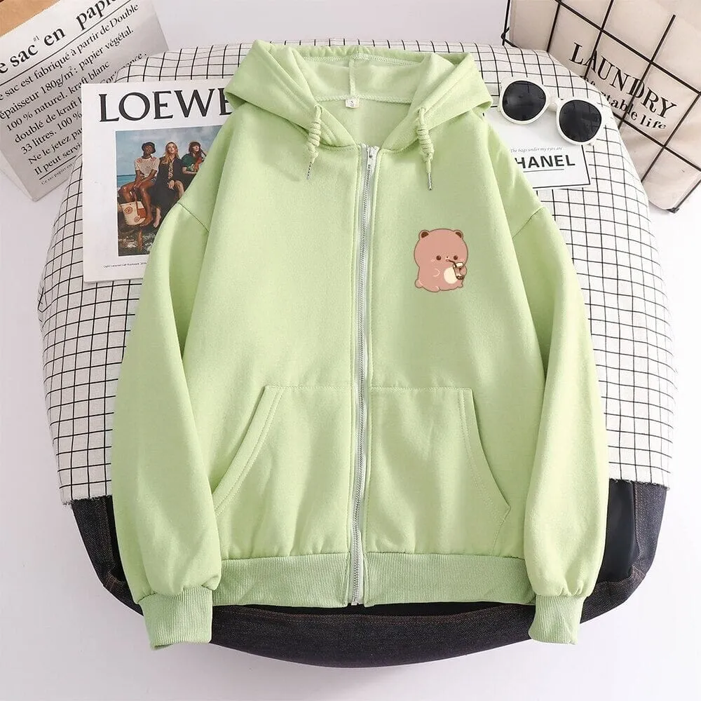 Boba Lovin Boberu the Bear Soft Zip-Up Hoodie