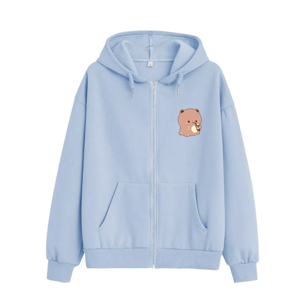 Boba Lovin Boberu the Bear Soft Zip-Up Hoodie