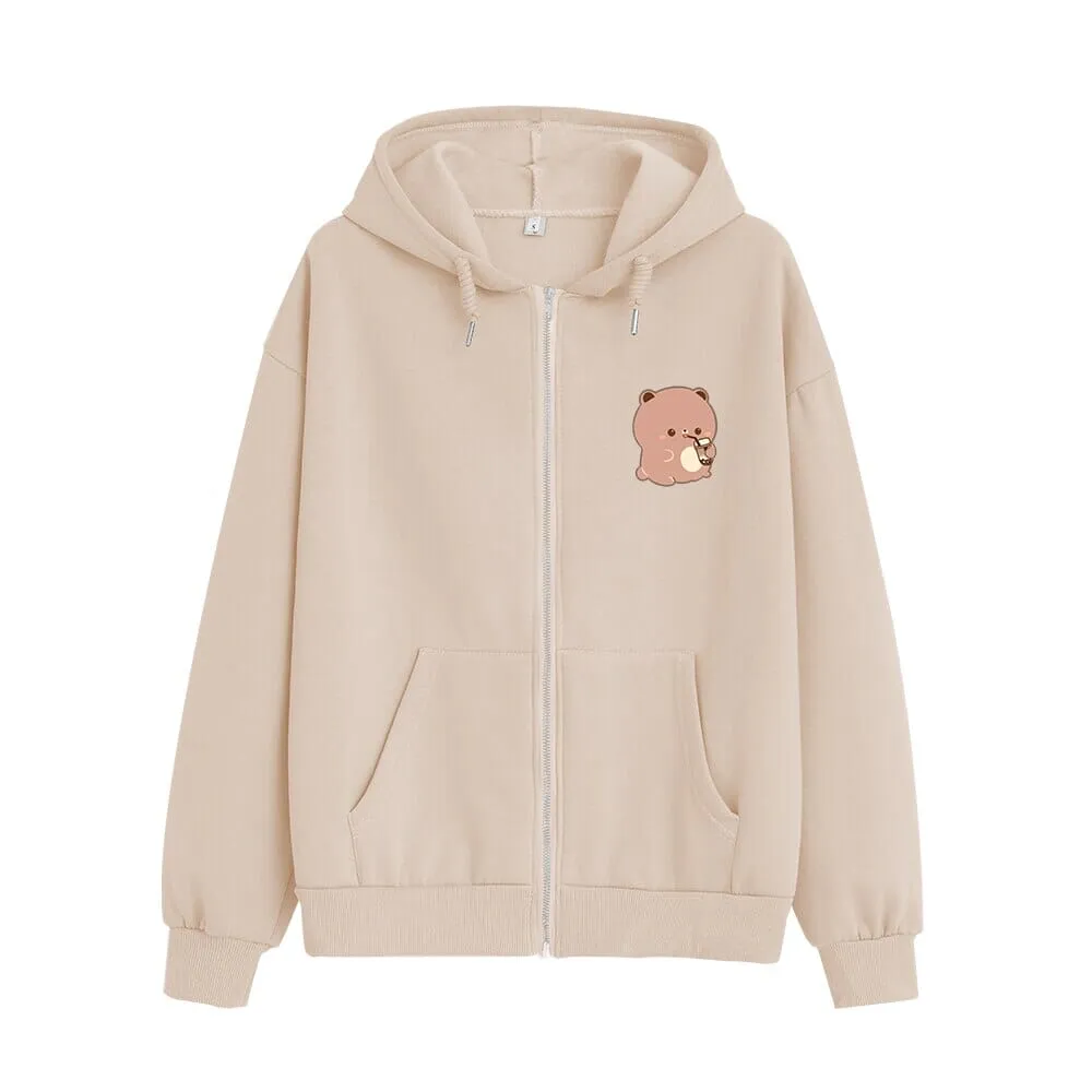 Boba Lovin Boberu the Bear Soft Zip-Up Hoodie