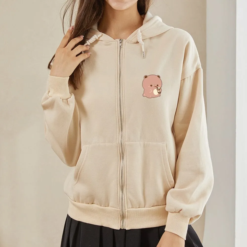 Boba Lovin Boberu the Bear Soft Zip-Up Hoodie