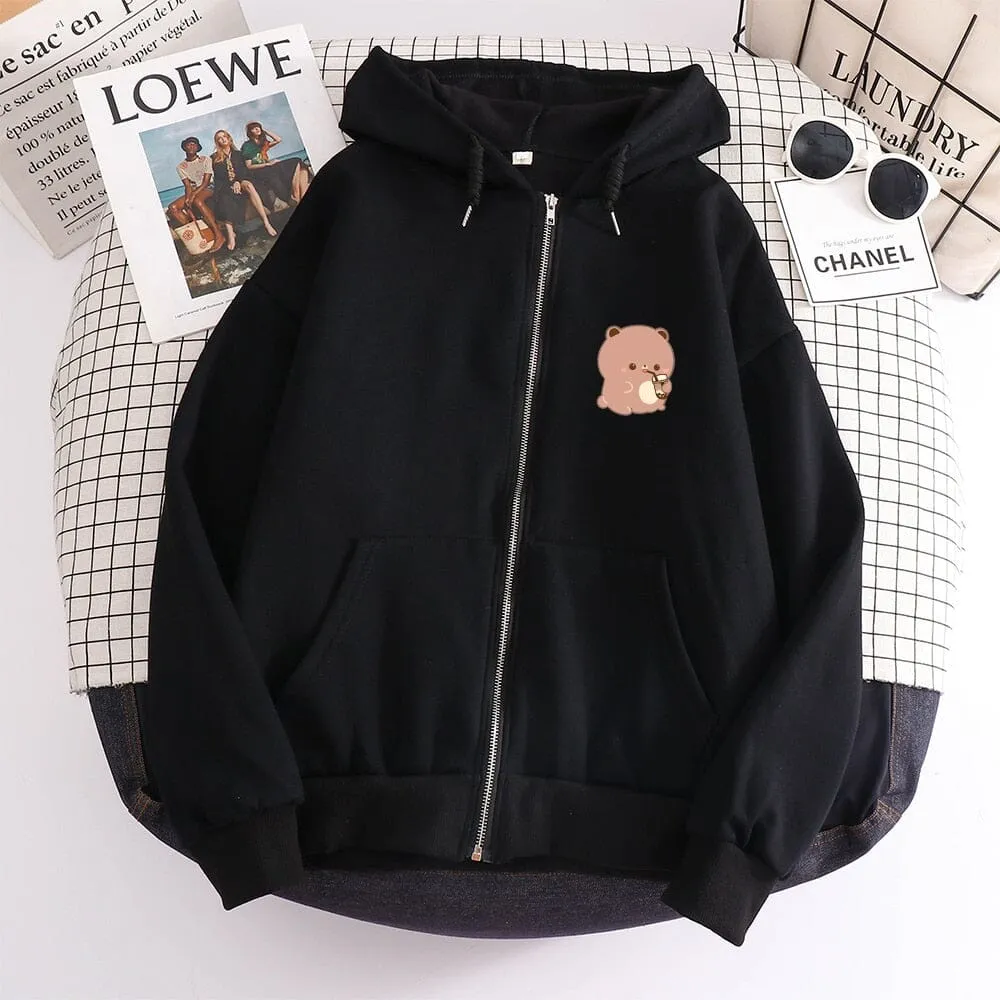 Boba Lovin Boberu the Bear Soft Zip-Up Hoodie