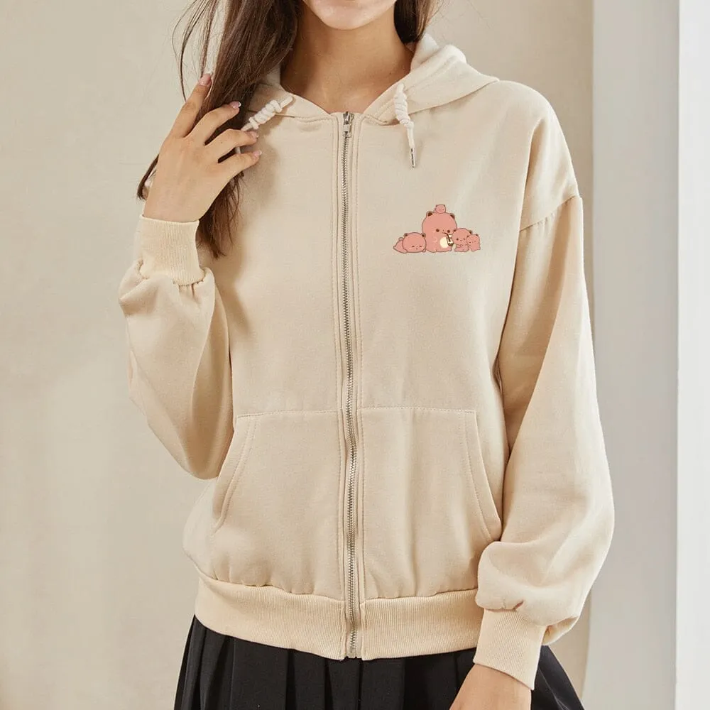 Boberu and Friends Soft Zip-Up Hoodie