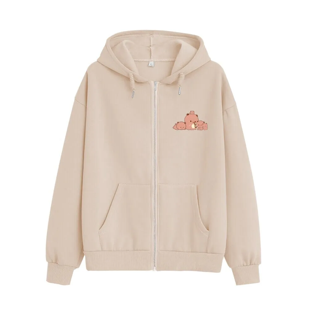 Boberu and Friends Soft Zip-Up Hoodie