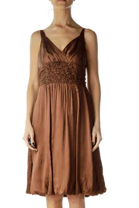 Brown Empire Waist Cocktail Dress