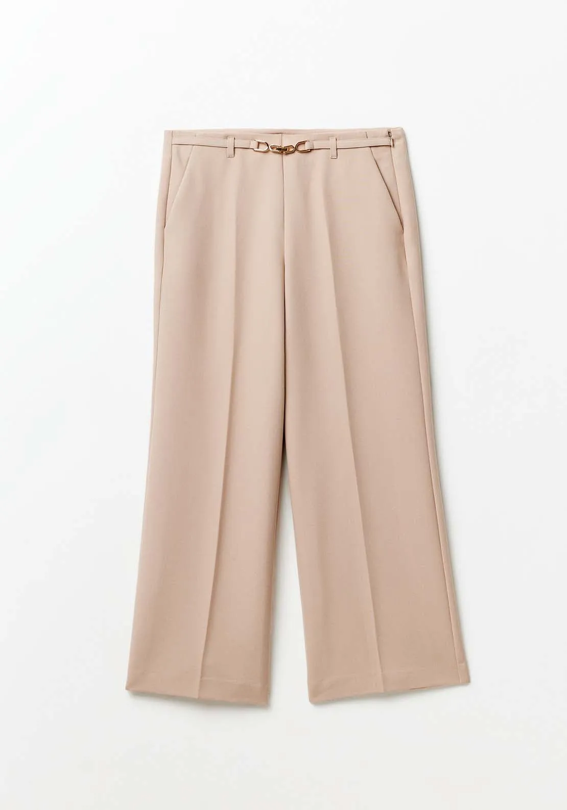 Buckle wide-leg trousers - Camel