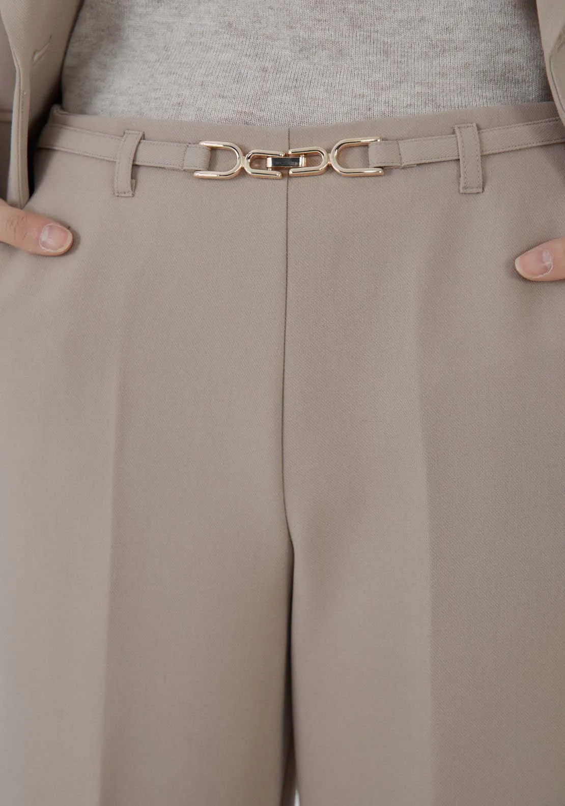 Buckle wide-leg trousers - Camel