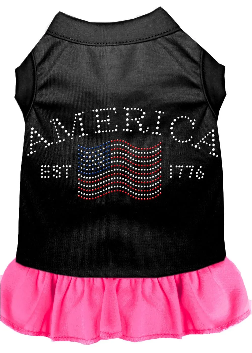 Classic America Rhinestone Dress Black With Bright Pink Xs (8)