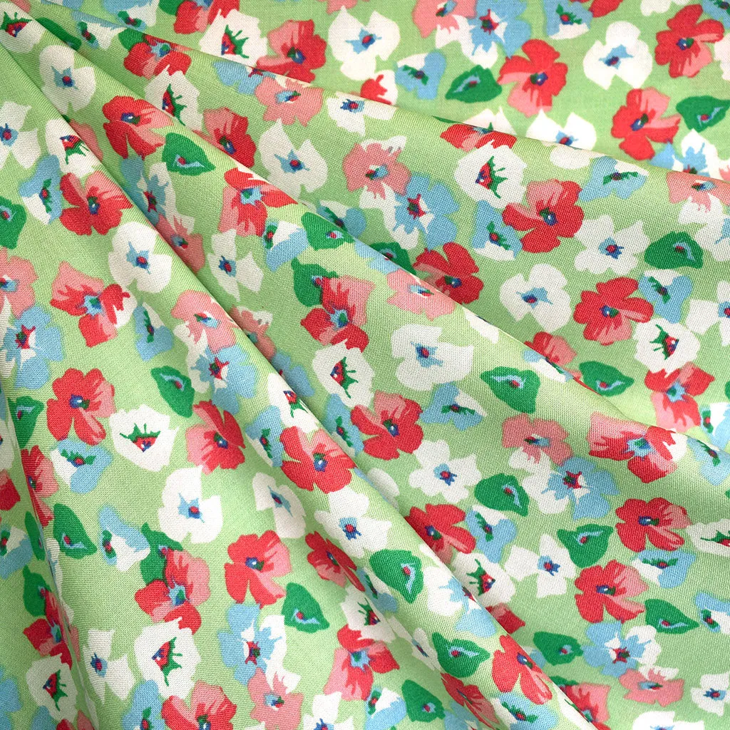 Colorful Layered Floral Rayon Challis Mint