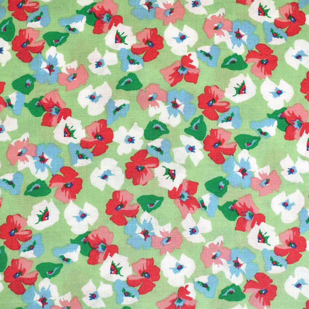 Colorful Layered Floral Rayon Challis Mint