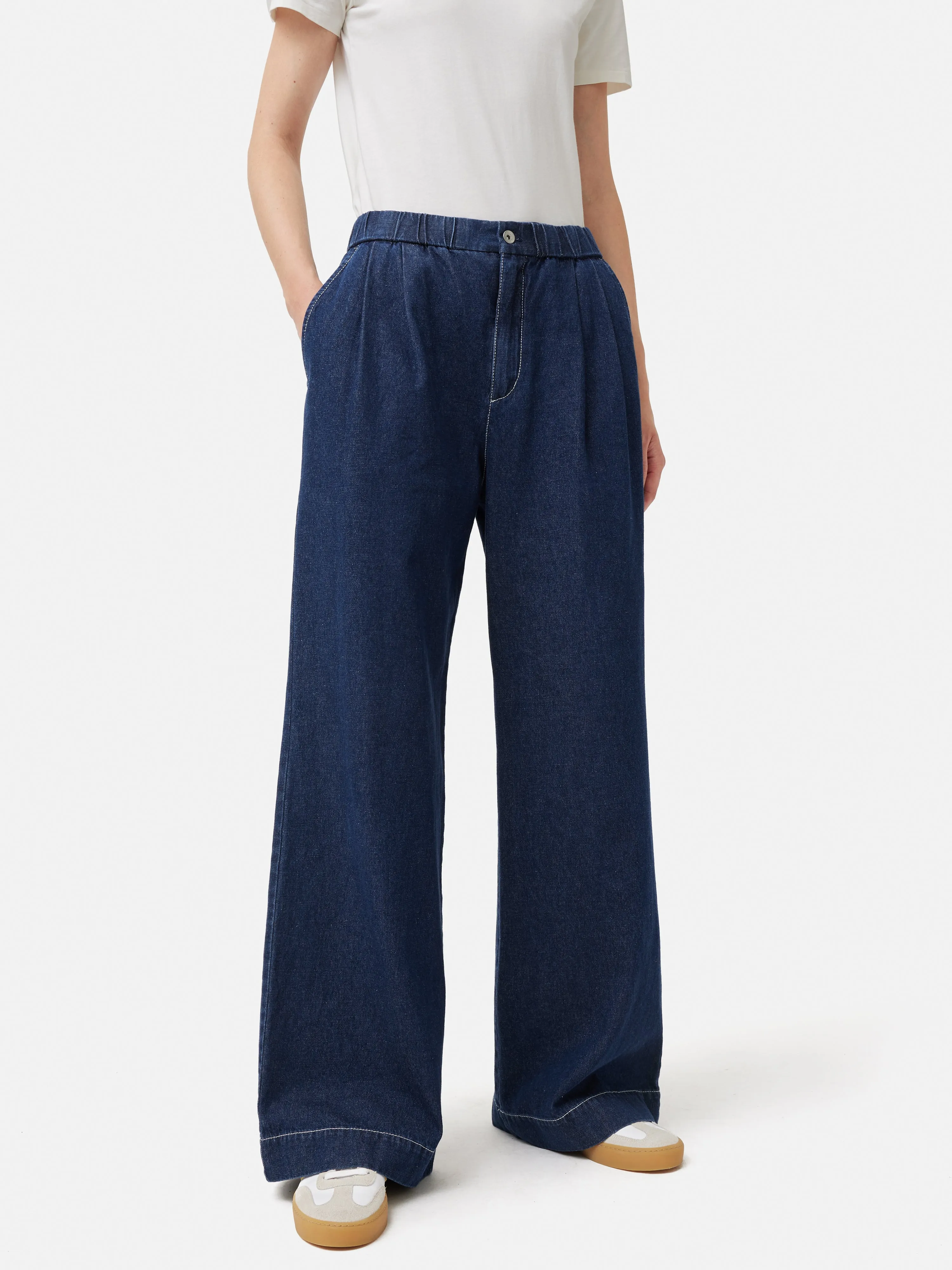 Denim Wide Leg Trouser | Blue