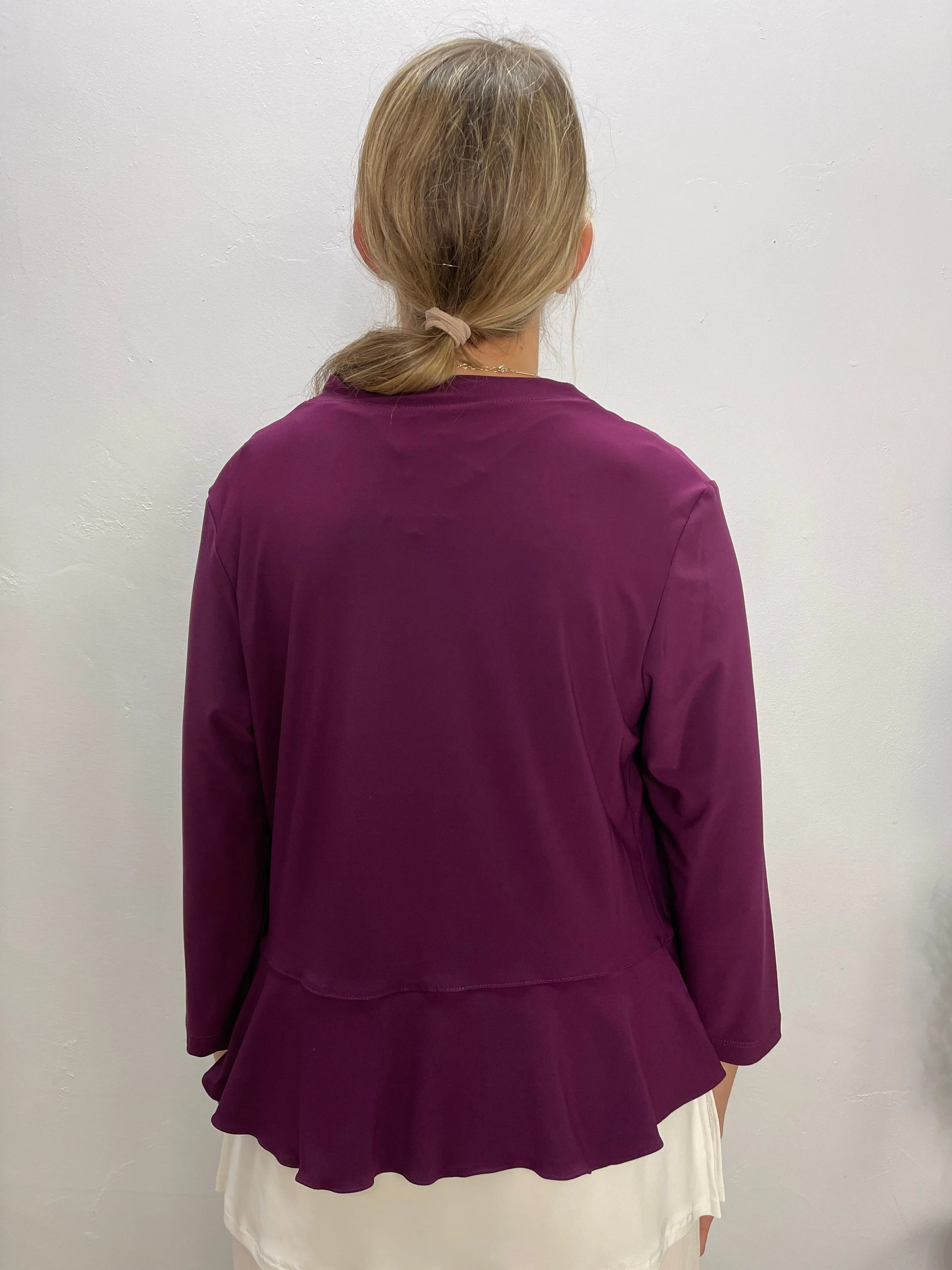 Eggplant Purple 3/4 Sleeve Ruffle Bolero