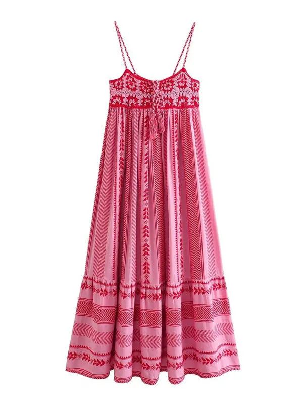 Empire Waist Crochet Patchwork Vacation Dress