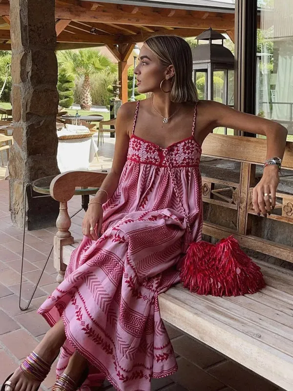 Empire Waist Crochet Patchwork Vacation Dress