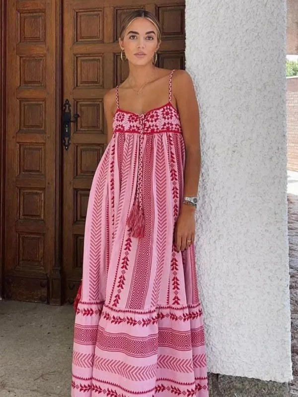 Empire Waist Crochet Patchwork Vacation Dress