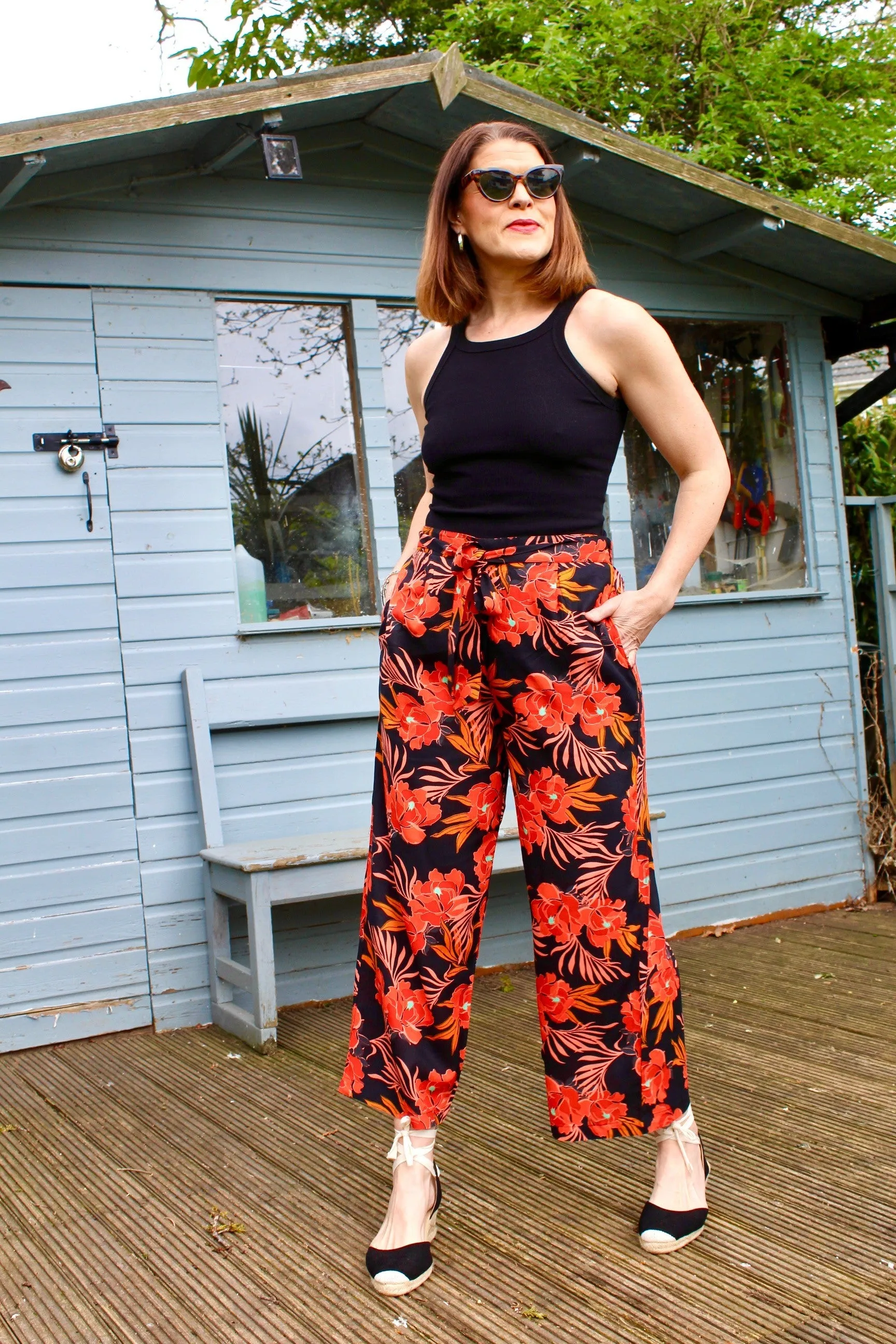 Flower Print Wide Leg Palazzo