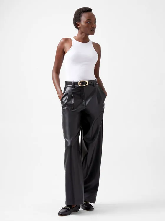 French Connection Crolenda PU Wide Leg Trousers - Blackout