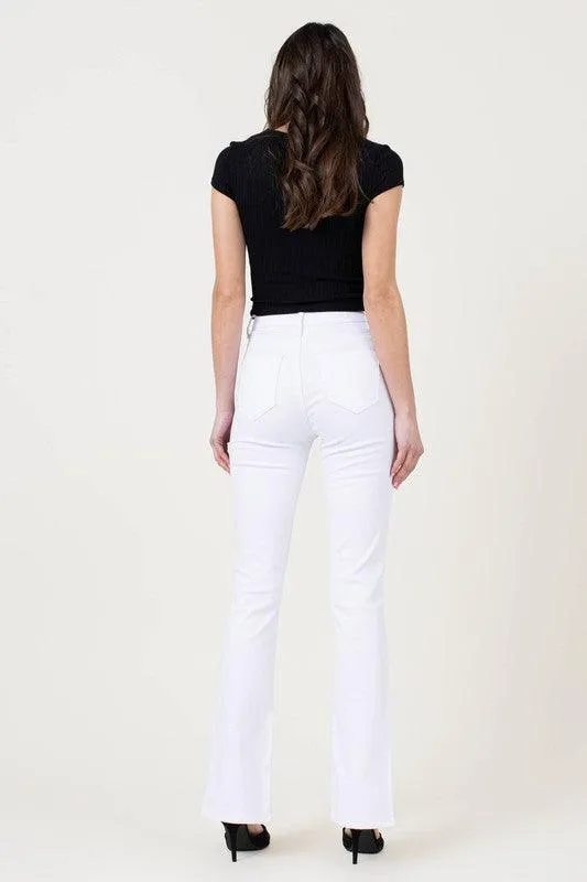 Front Slit Slim White Bootcut Jeans