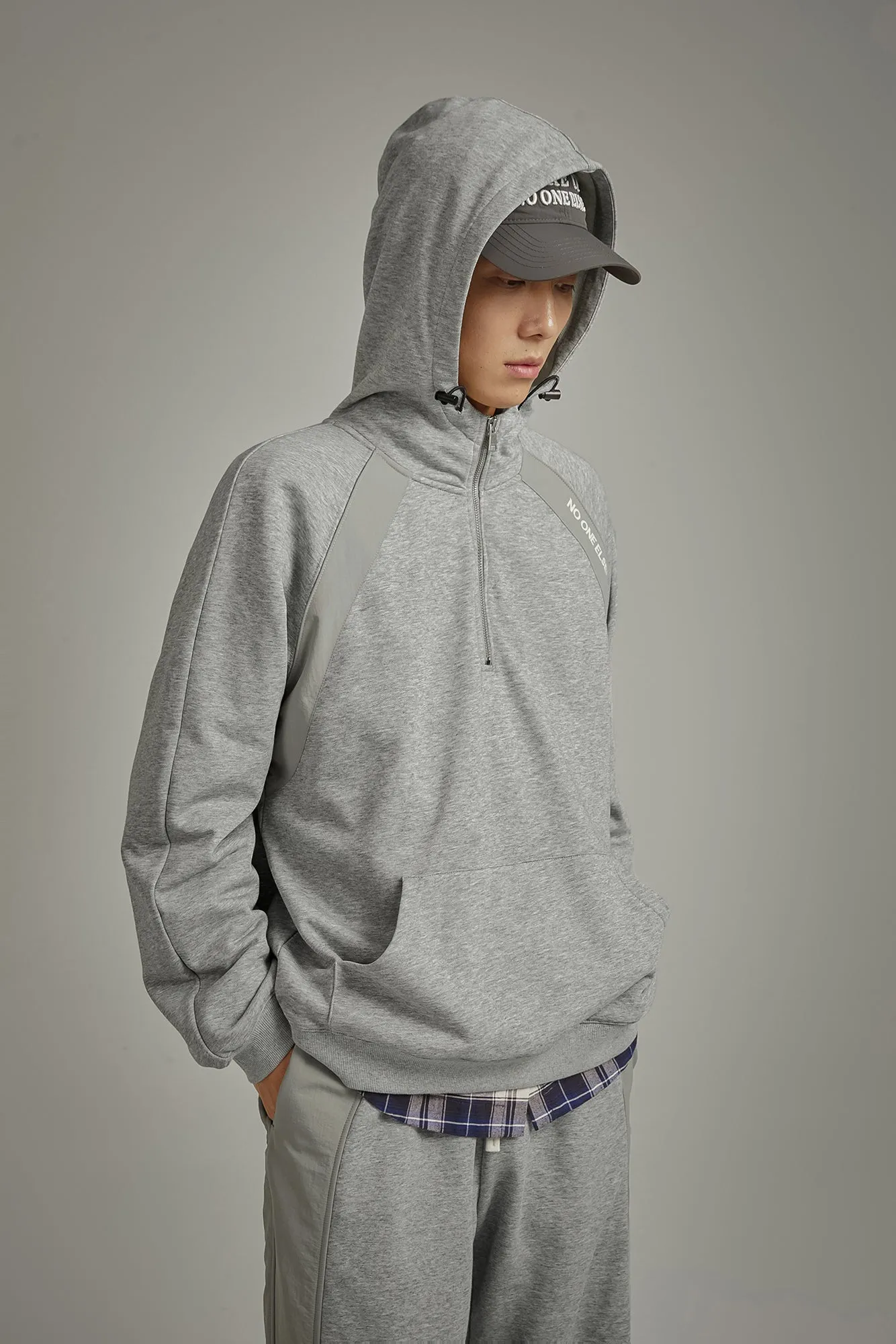 Half Zip-Up Boxy Hoodie