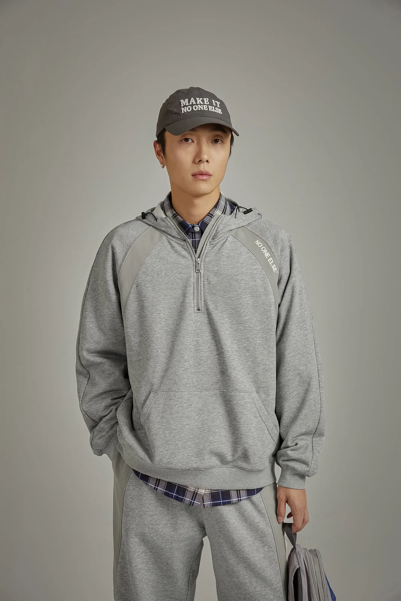 Half Zip-Up Boxy Hoodie