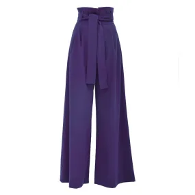 High Waist Long Wide Leg Trousers Pink-Purple