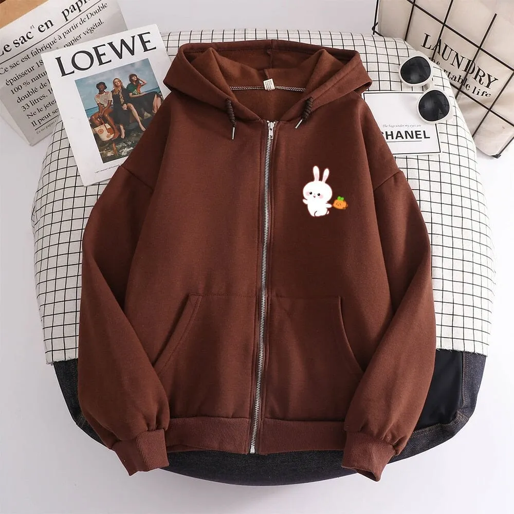 Joyful Bun Bun the Bunny Soft Zip-Up Hoodie