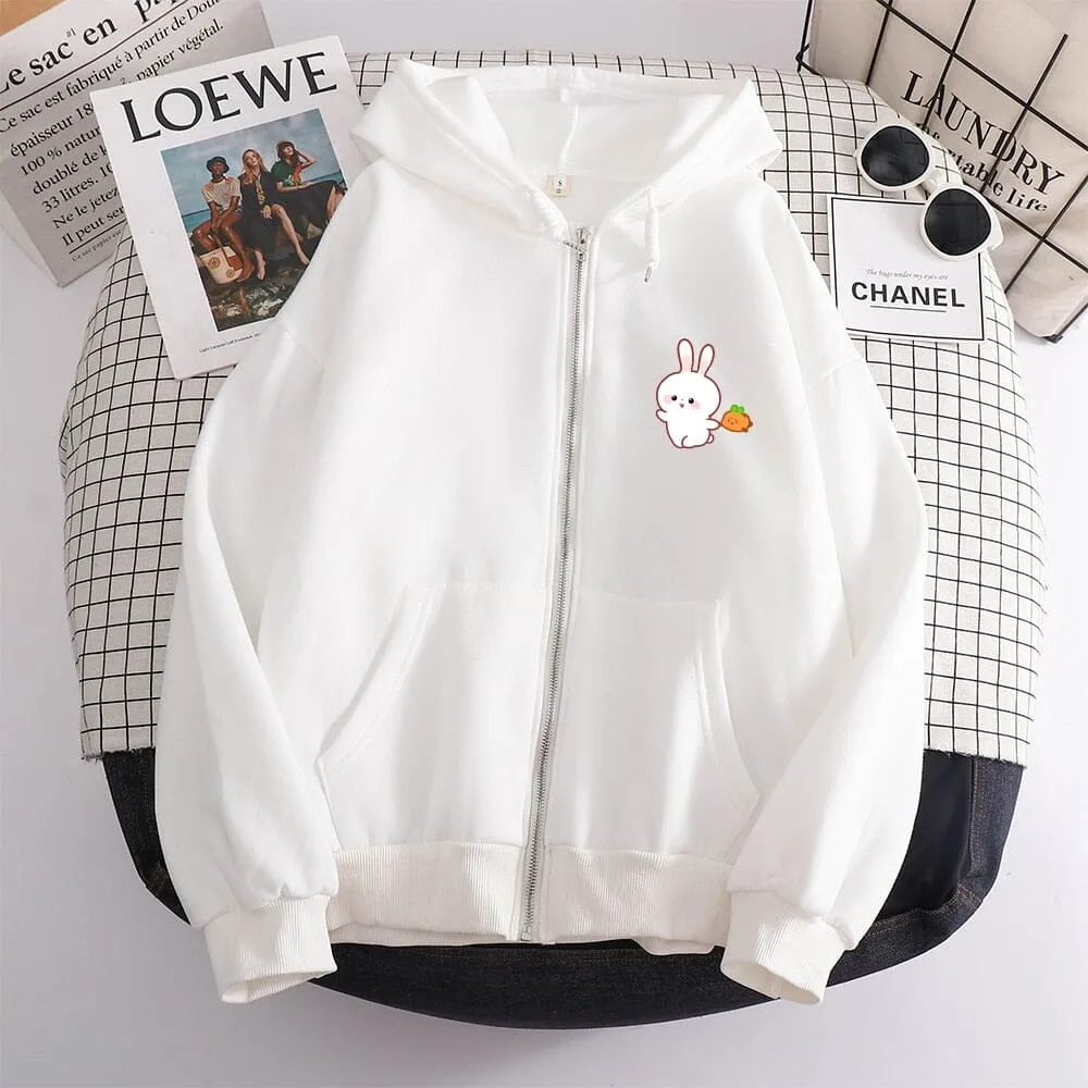 Joyful Bun Bun the Bunny Soft Zip-Up Hoodie