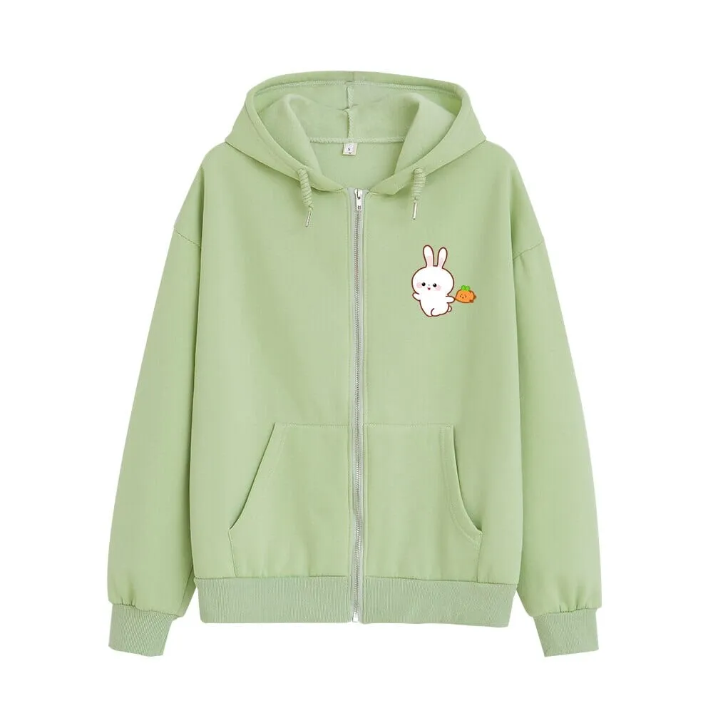 Joyful Bun Bun the Bunny Soft Zip-Up Hoodie