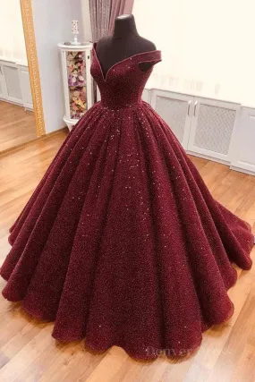 kamahe Shiny Off the Shoulder Burgundy Prom Dresses, Dark Wine Red Off Shoulder Long Formal Evening Dresses