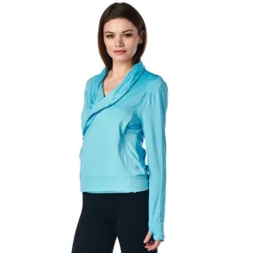 LA Society Women's Turquoise Yoga Sport Fitness Running  Wrap Zipper Design Jacket