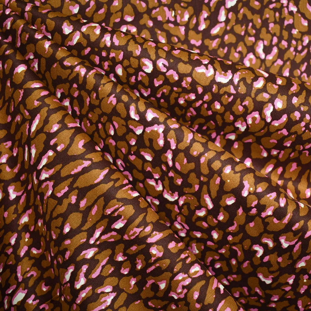 Layered Animal Print Fine Cotton Voile Cinnamon/Pink