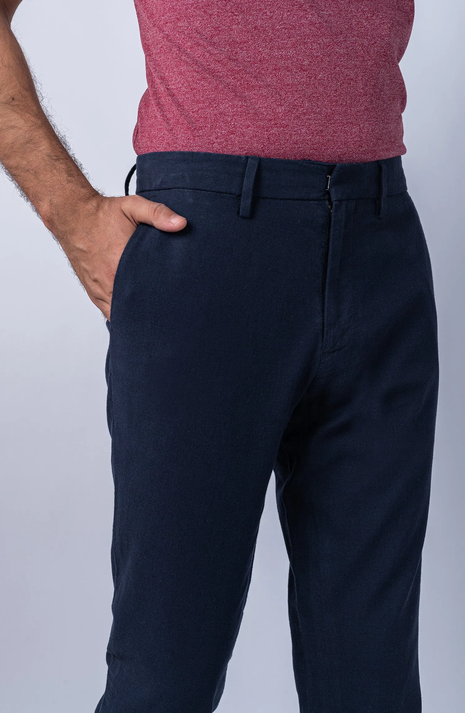 Linen Stretch Chino - Navy