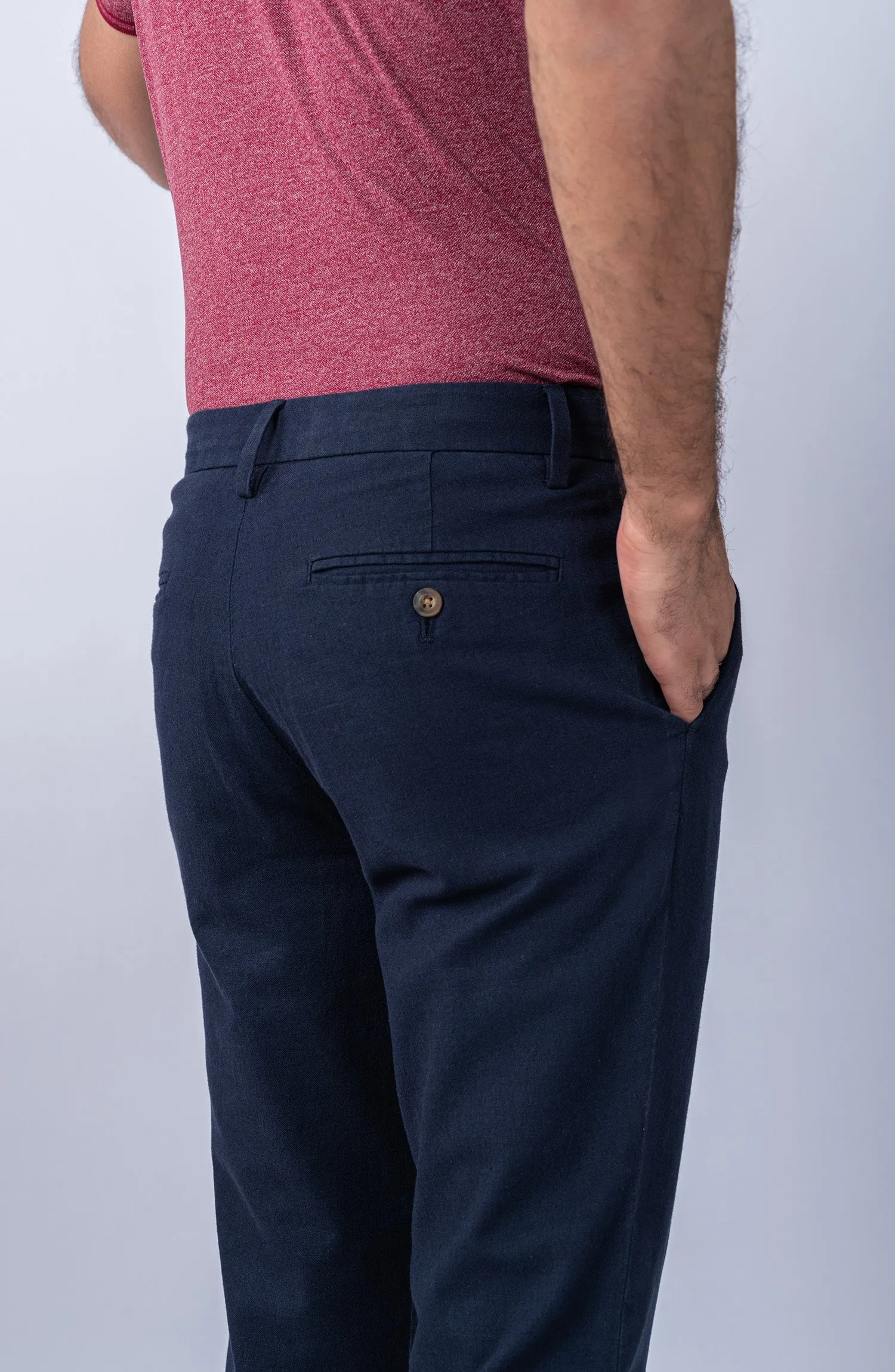 Linen Stretch Chino - Navy