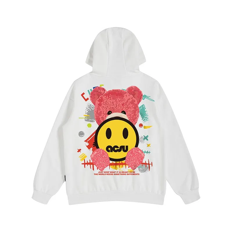 Little Bear Smiley Face hoodies Men's Loose Oversize Unisex Hoodie