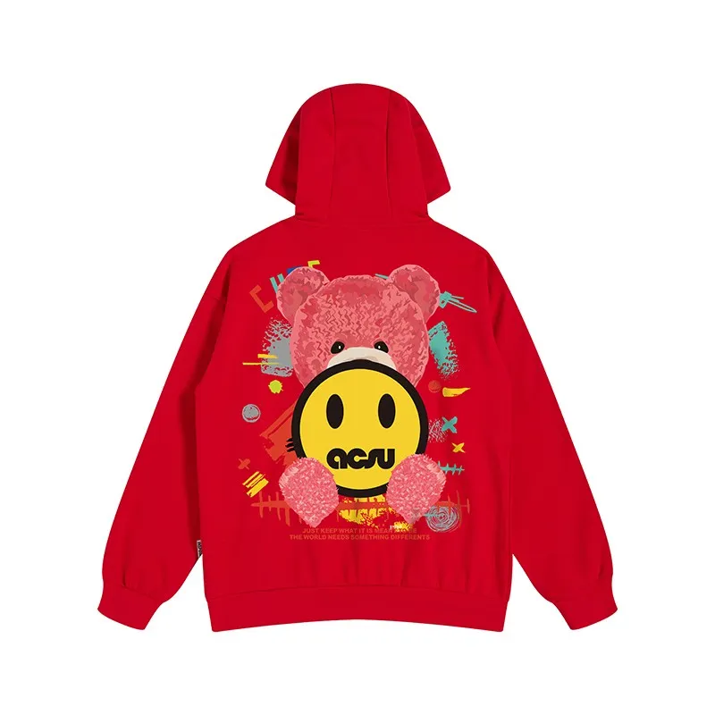 Little Bear Smiley Face hoodies Men's Loose Oversize Unisex Hoodie