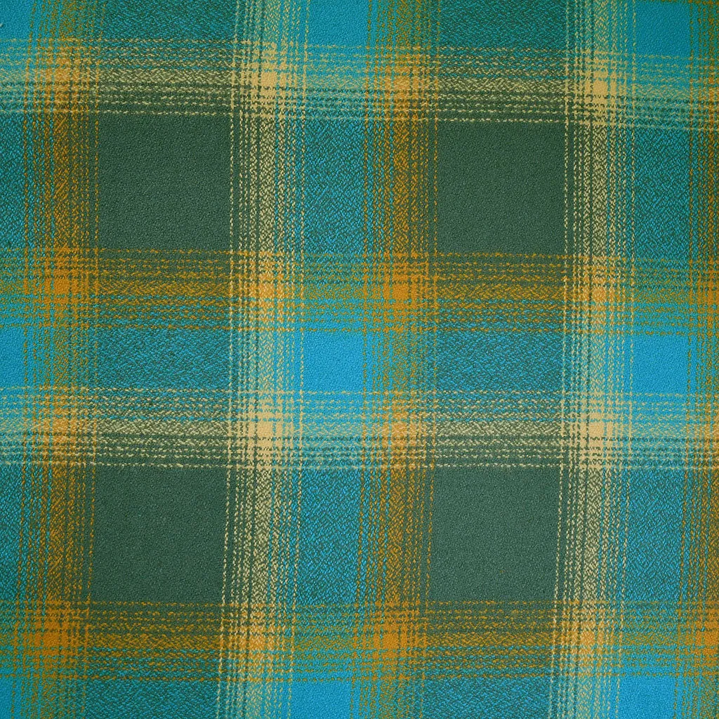 Mammoth Flannel Layered Sketch Plaid Turquoise/Mustard