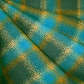 Mammoth Flannel Layered Sketch Plaid Turquoise/Mustard