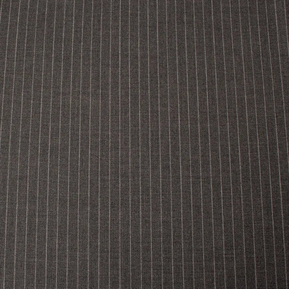 Mid Grey Pinstriped Merino Wool Suiting