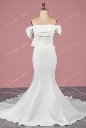 Modern Thick Satin Off-shoulder Mermaid Wedding Dress