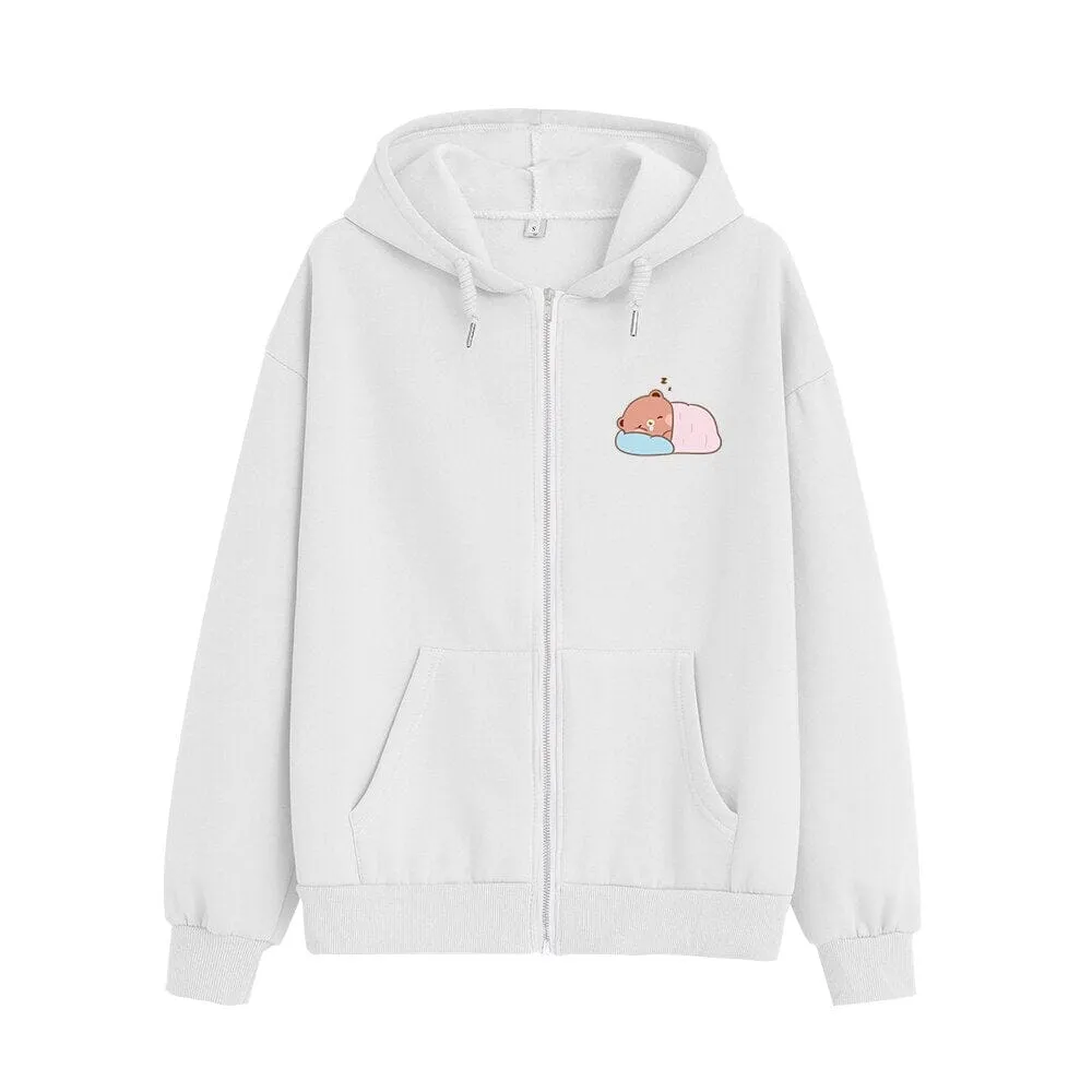 Napping Baby Boberu the Bear Soft Zip-Up Hoodie