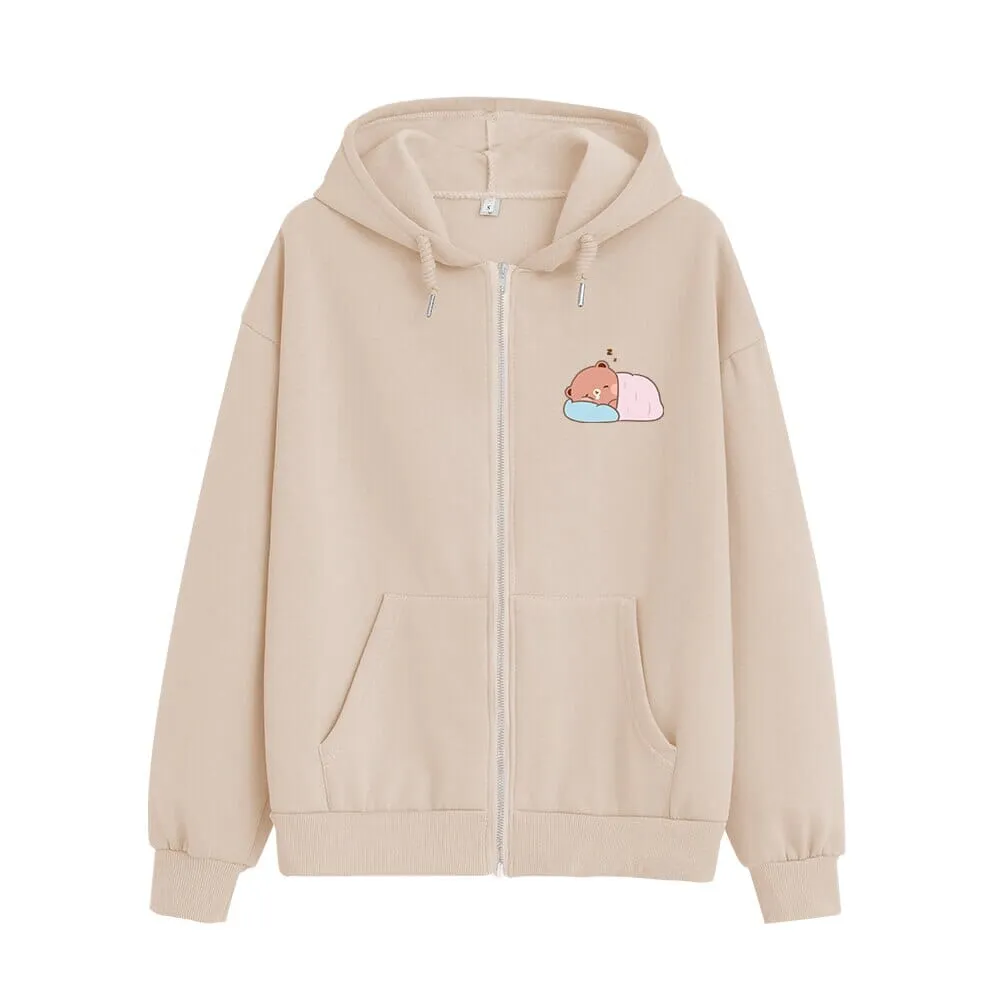 Napping Baby Boberu the Bear Soft Zip-Up Hoodie