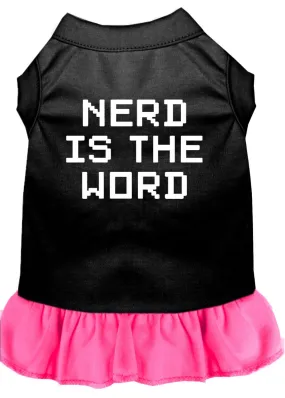 Nerd Is The Word Screen Print Dress Black With Bright Pink Xxxl (20)