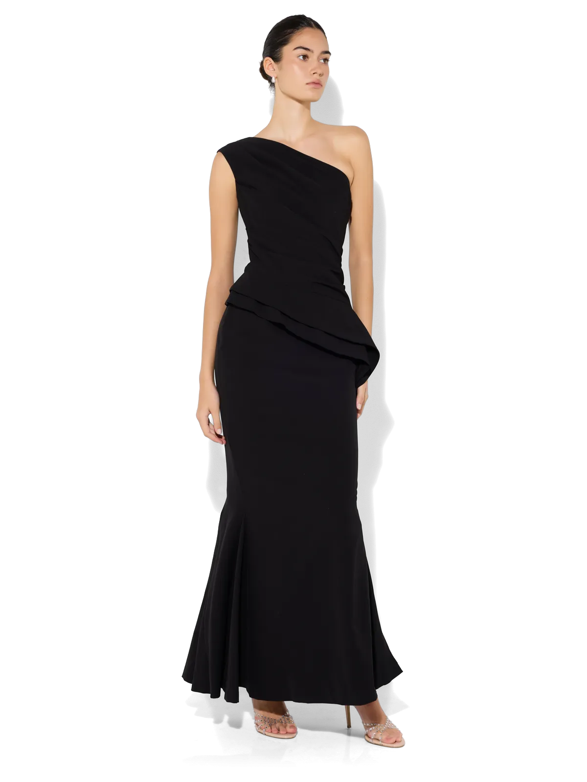 Oscar Black One Shoulder Gown